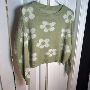 SHEIN Floral Olive Green Sweater